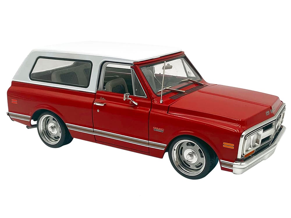 1970 GMC Jimmy Red Metallic with White Top "Slammed Custom" Limited Edition to 402 pieces Worldwide 1/18 Diecast Model Car by ACME