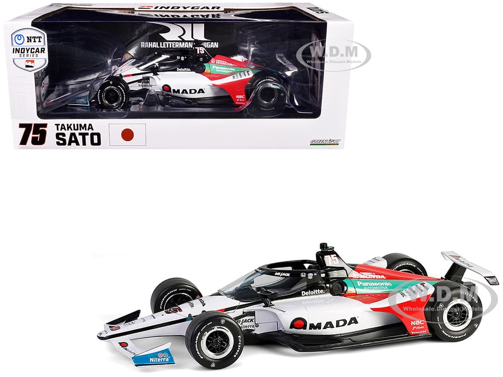 Dallara IndyCar 75 Takuma Sato "AMADA" Rahal Letterman Lanigan Racing "NTT IndyCar Series" (2024) 1/18 Diecast Model Car by Greenlight