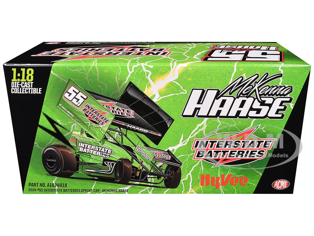 Winged Sprint Car 55 McKenna Haase "Interstate Batteries" McKenna Haase Racing (2024) 1/18 Diecast Model Car by ACME
