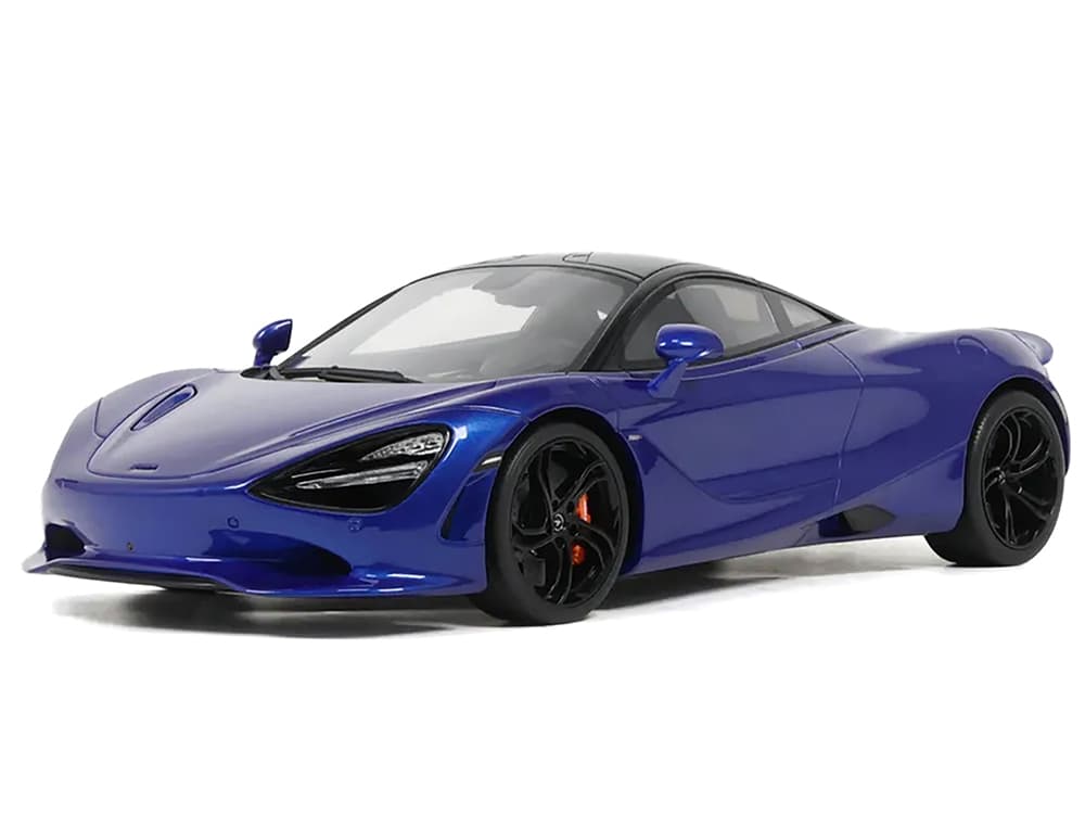 2023 McLaren 750S Coupe Blue Metallic with Black Top 1/18 Model Car by GT Spirit