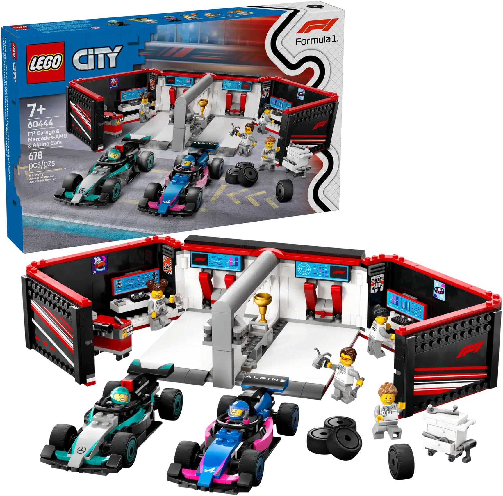 LEGO Garáž F1 a autá Mercedes AMG a Alpine 60444
